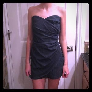 Cute gray strapless cocktail dress